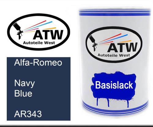 Alfa-Romeo, Navy Blue, AR343: 500ml Lackdose, von ATW Autoteile West.